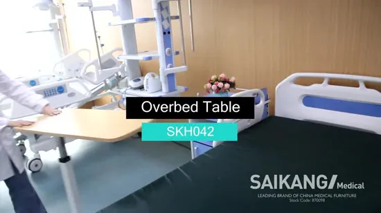 Skh042 Meubles d'hôpital en bois mobiles durables Table de lit médicale réglable avec roulettes