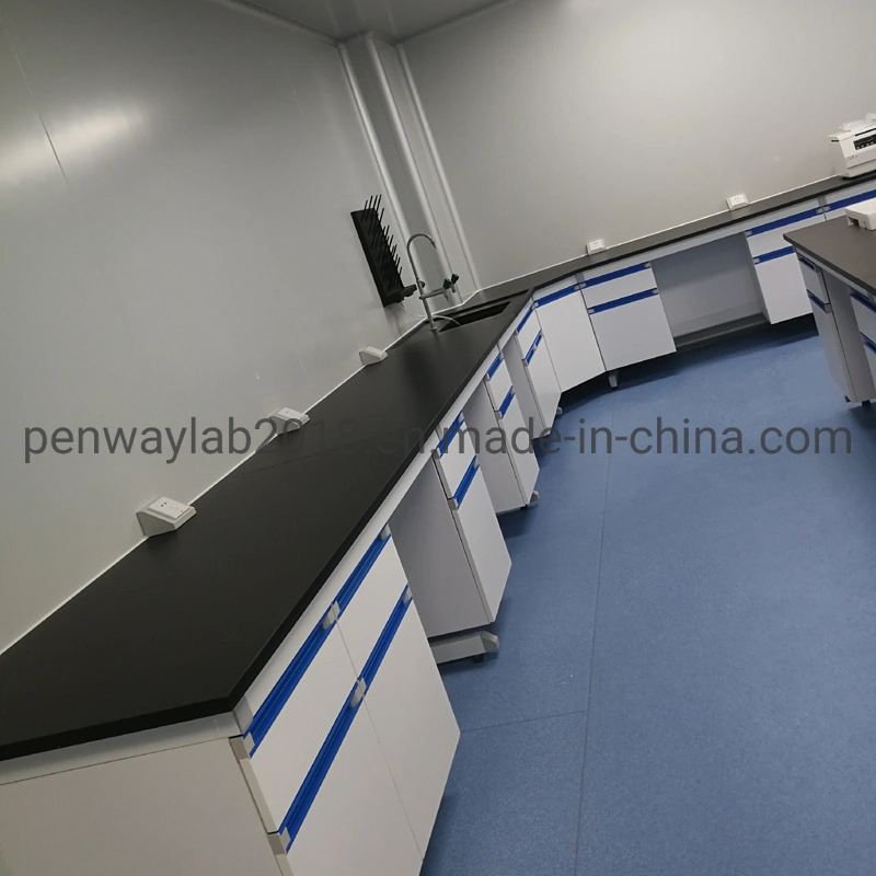 Steel Frame Wood Cabinet Epoxy Resin Worktop Laboratory Workbenches