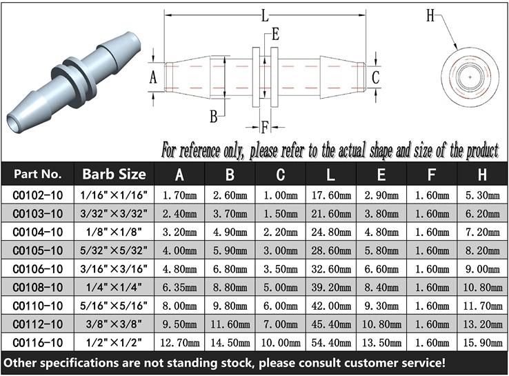 3/16" 4.8mm T Fitting Equal 3 Ways Barbed Tubing Connections Plastic Hose Barb Fittings